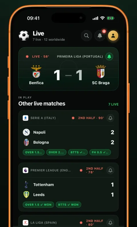 Goalii — live scores across every league