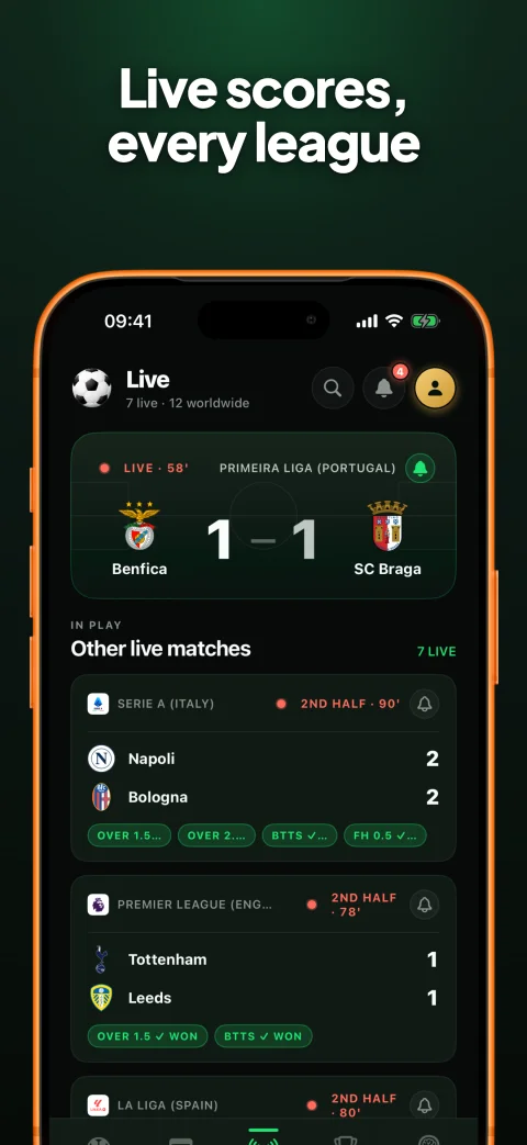Goalii app — Live scores