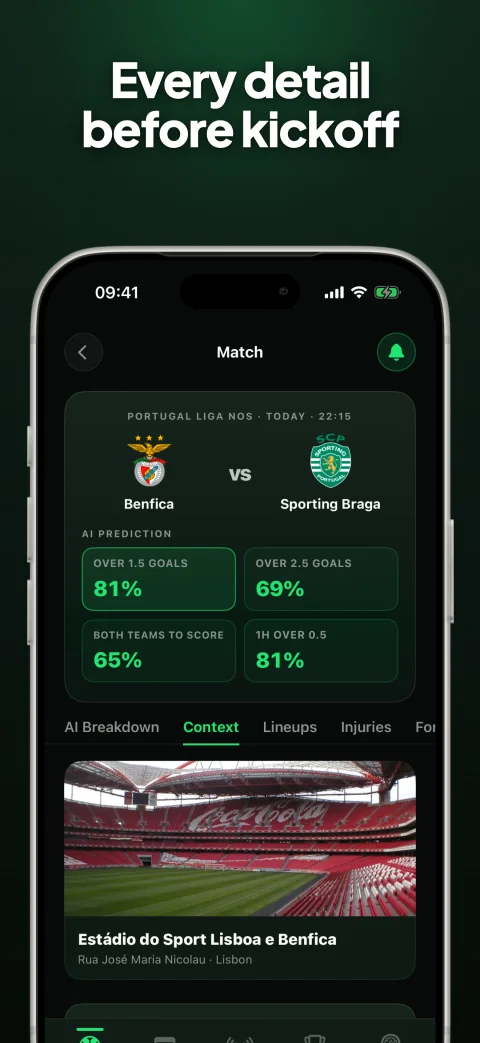 Goalii app — Match context
