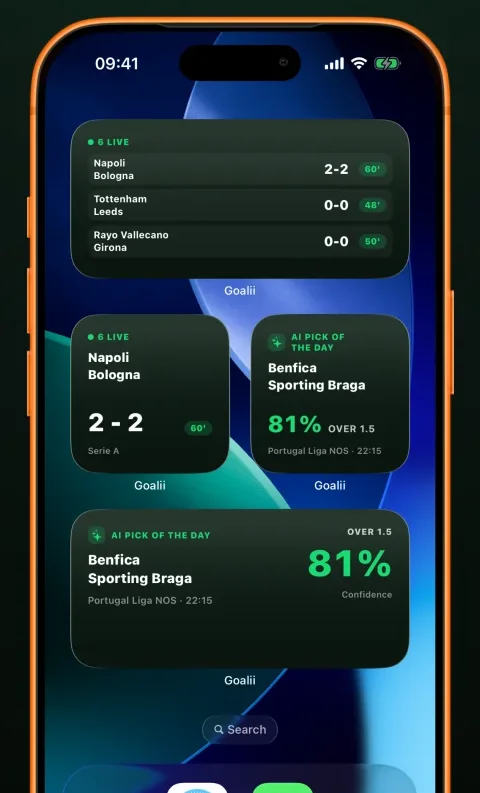 Goalii — iPhone widgets with live scores and AI pick of the day